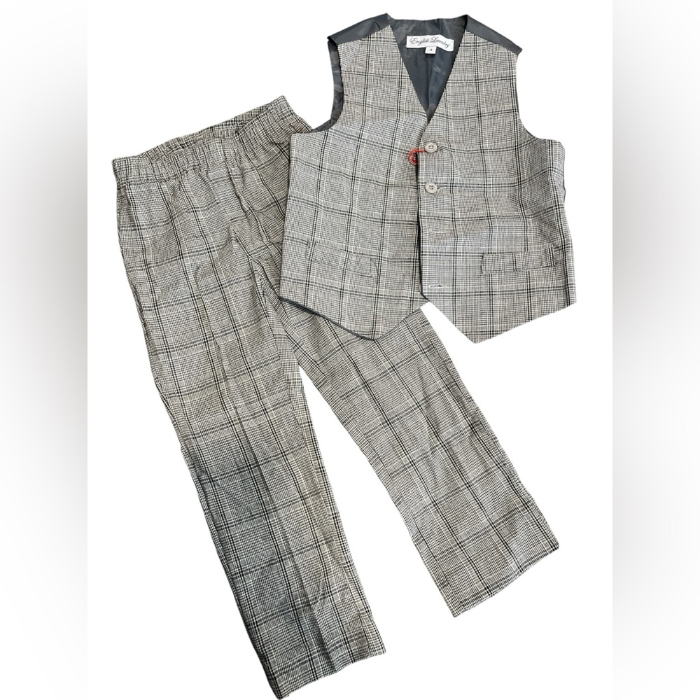 English Laundry Black and White Checkered Vest and Matching Dress Pants Set